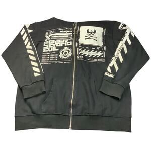 NIEPCE Cyberpunk Techwear Hoodie Black Zip Up Japanese Graphic Streetwear